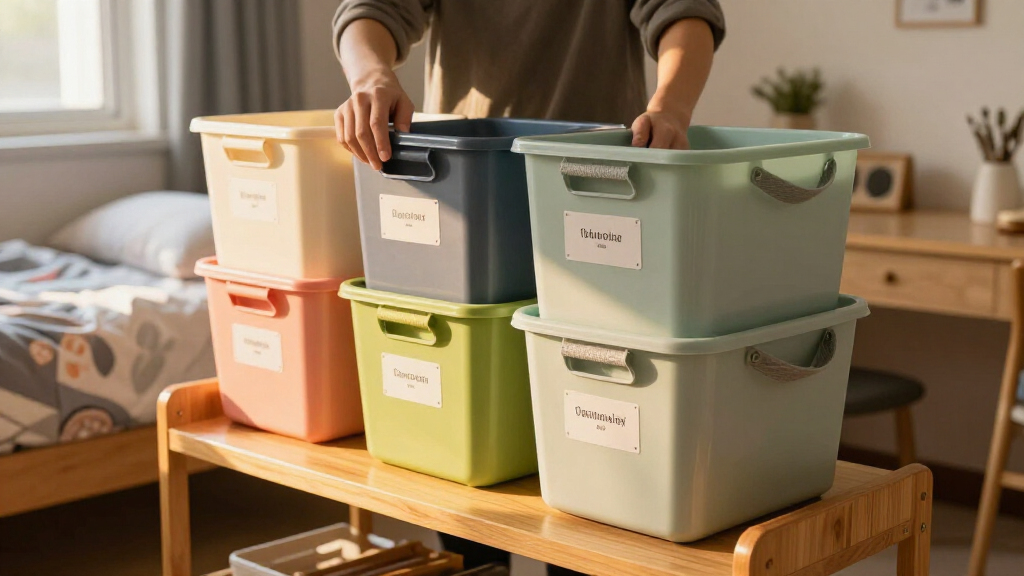 dorm room organization bins