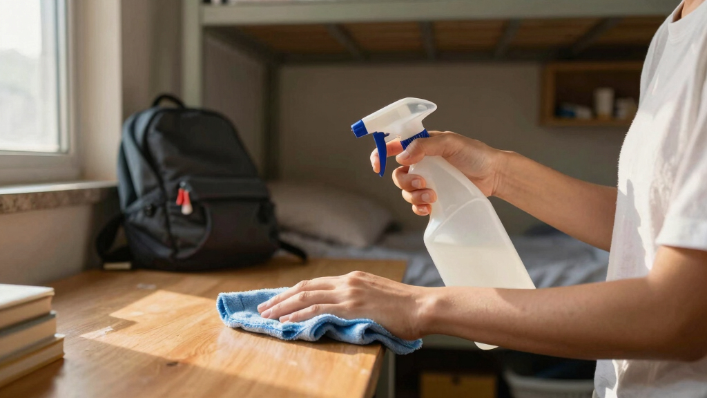 student dorm room cleaning supplies