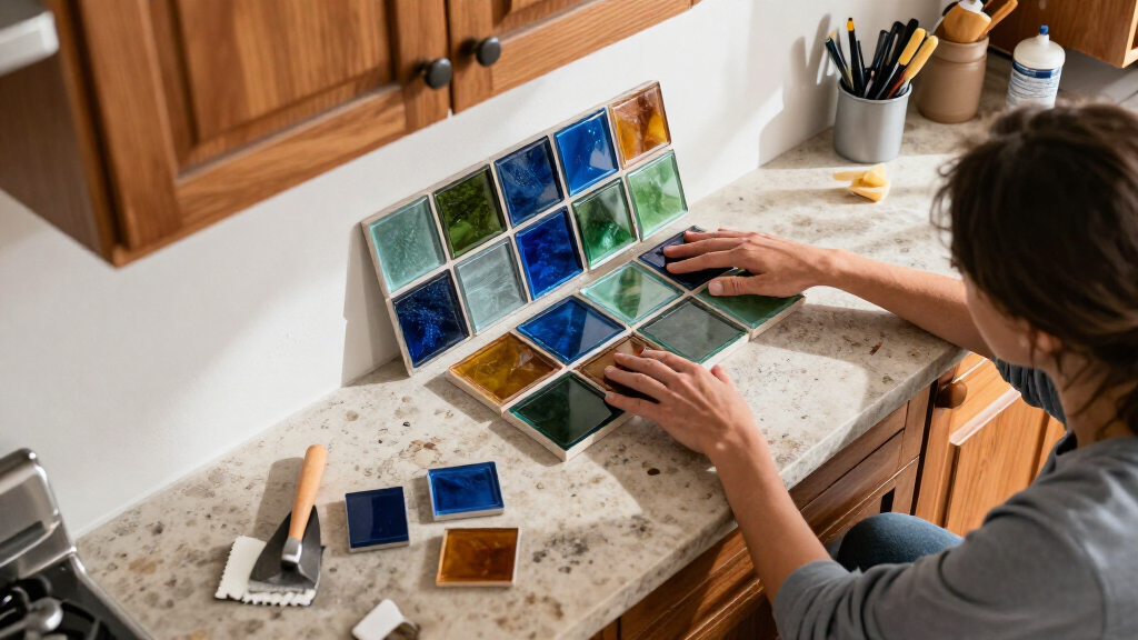best colorful glass backsplash tiles