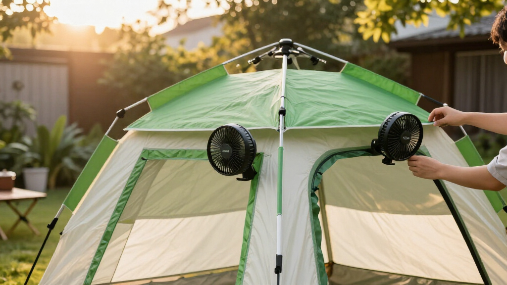 foldable canopy tent with fan mounts