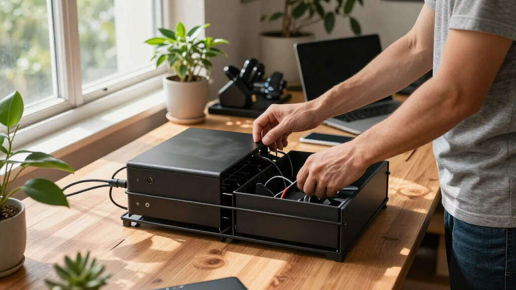 sit stand desks with cable management drawers