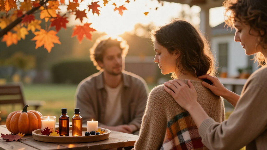fall-themed couple's massage oils