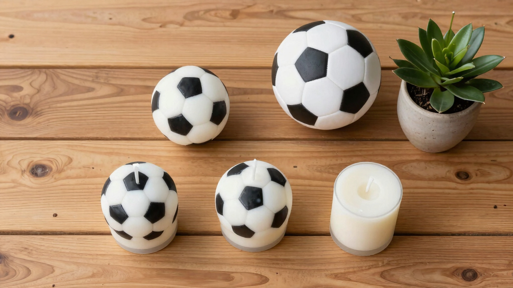 soccer-themed decorative candles