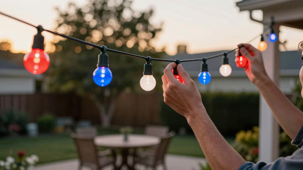 patriotic outdoor LED string lights