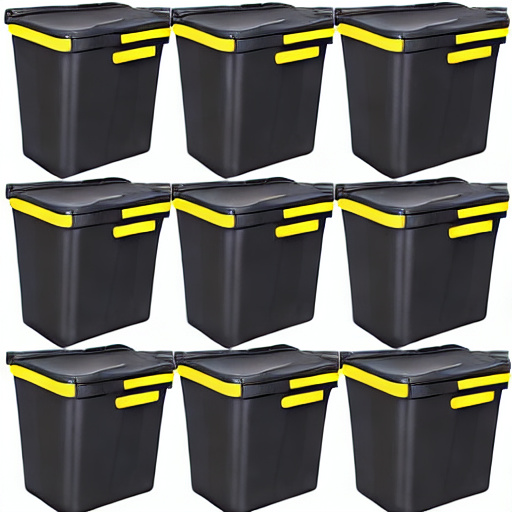 Sterilite Large Storage Bin, 27 Gallon Durable Plastic Storage Tote with Snap-On Lid, Black and Yellow, 6 Pack - Image 1