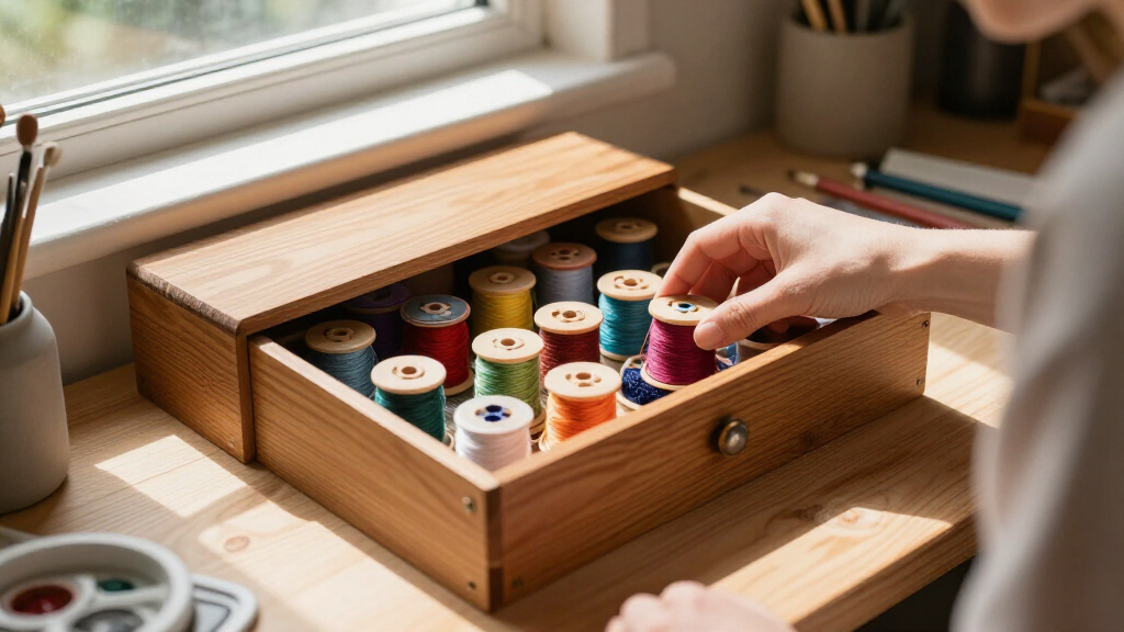 thread storage cabinet for embroidery spools