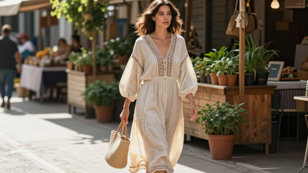 boho v neck dress