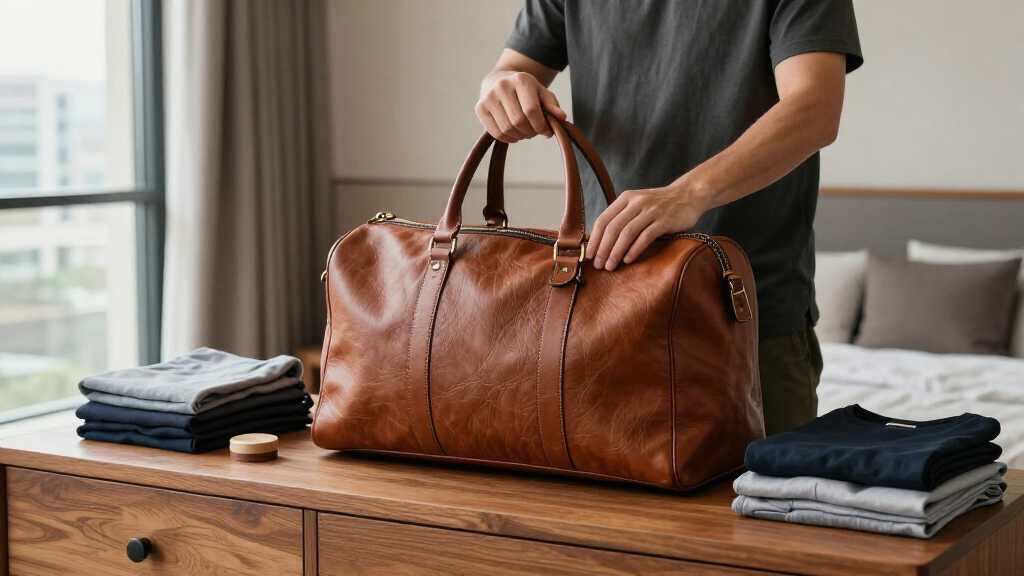 full grain leather duffel bags for weekend trips