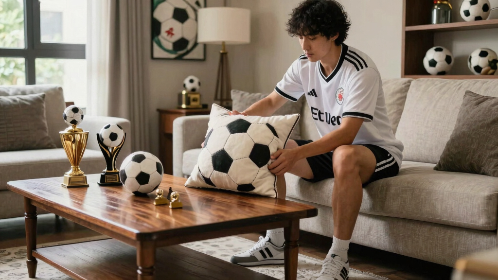 soccer-themed living room decor