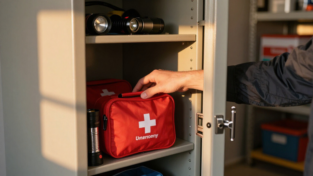 lockable steel storage cabinet for emergency supplies