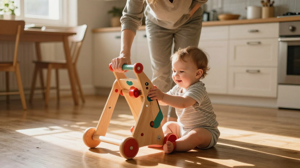 wooden baby walkers push toy