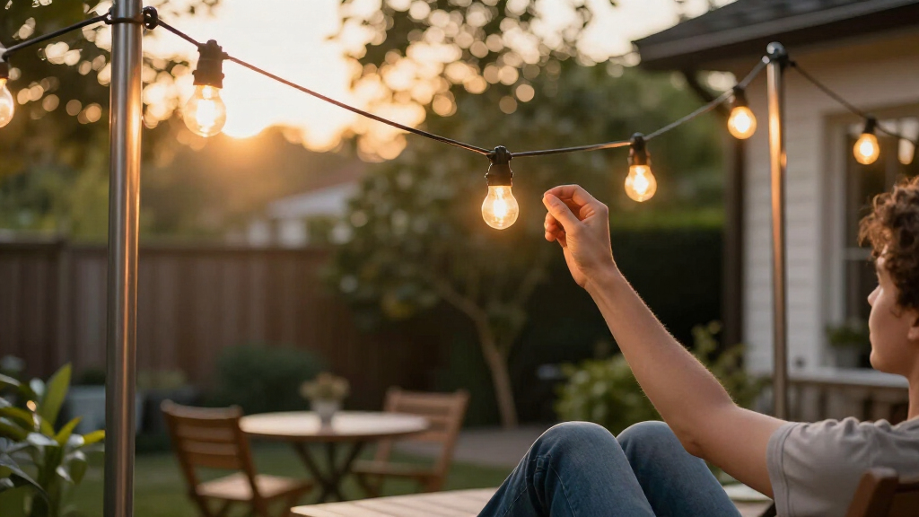 best outdoor string light poles premium