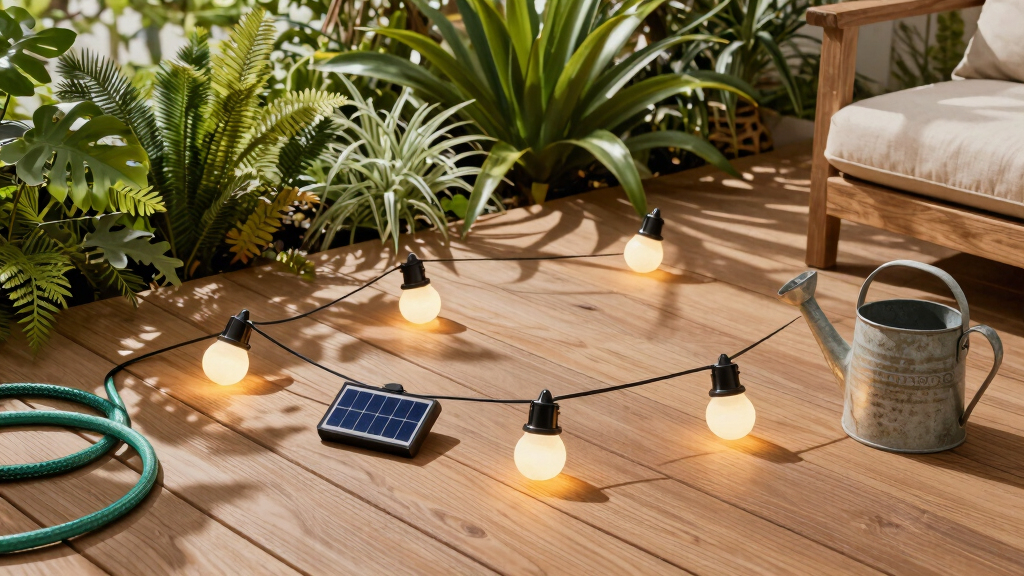 solar-powered outdoor string lights