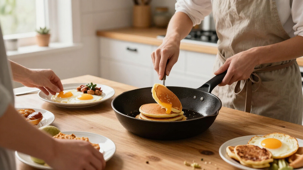 premium carbon steel pan set for eggs pancakes and brunch
