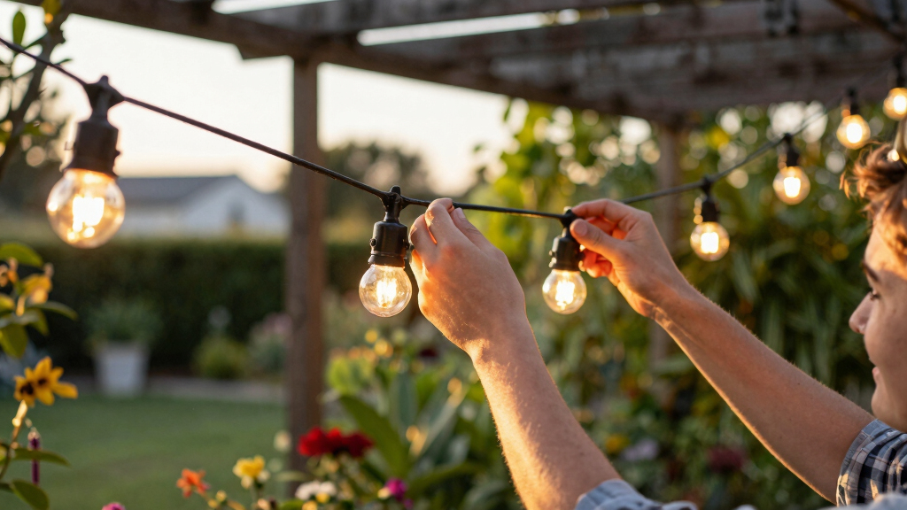 solar-powered outdoor string lights