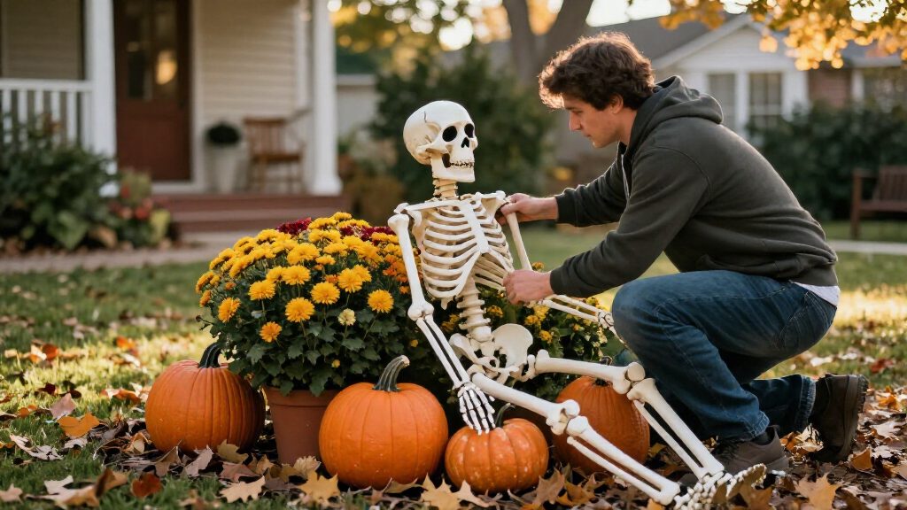 outdoor halloween skeleton decorations