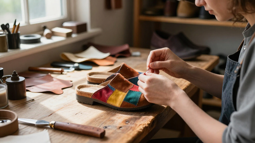 best patchwork suede clogs