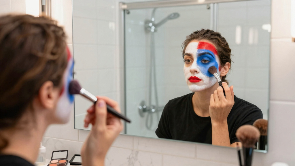 red, white, and blue makeup sets