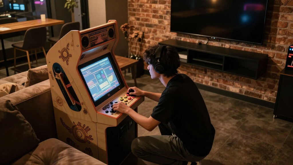 arcade cabinet for a media lounge