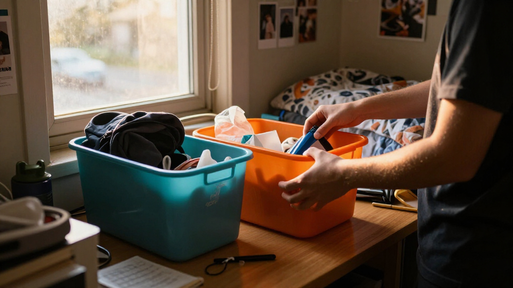 student dorm organization bins