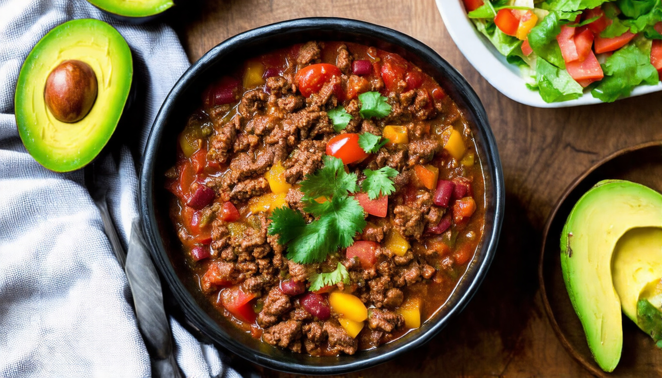 Savory Keto Chili: Hearty Ground Beef Delight for Low-Carb Lovers