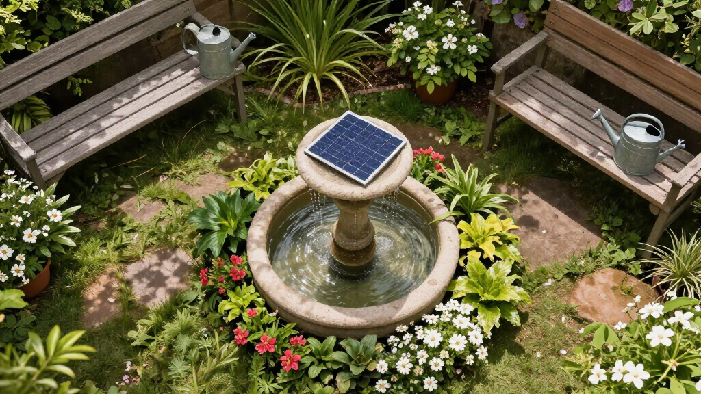 solar-powered garden water fountains