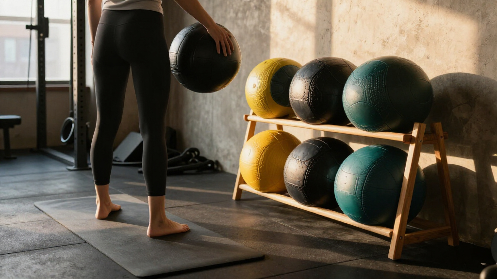 medicine ball set with rack