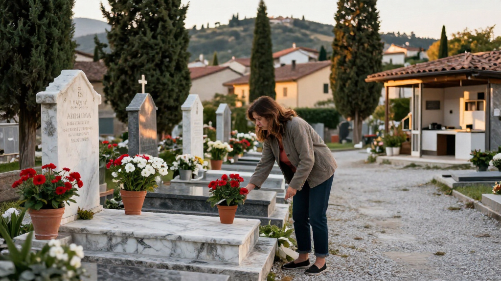 Visit a cemetery with care and notice what the flowers mean