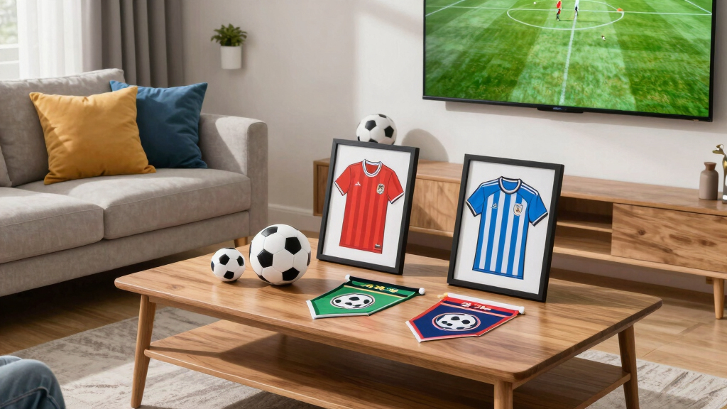 soccer-themed living room decor
