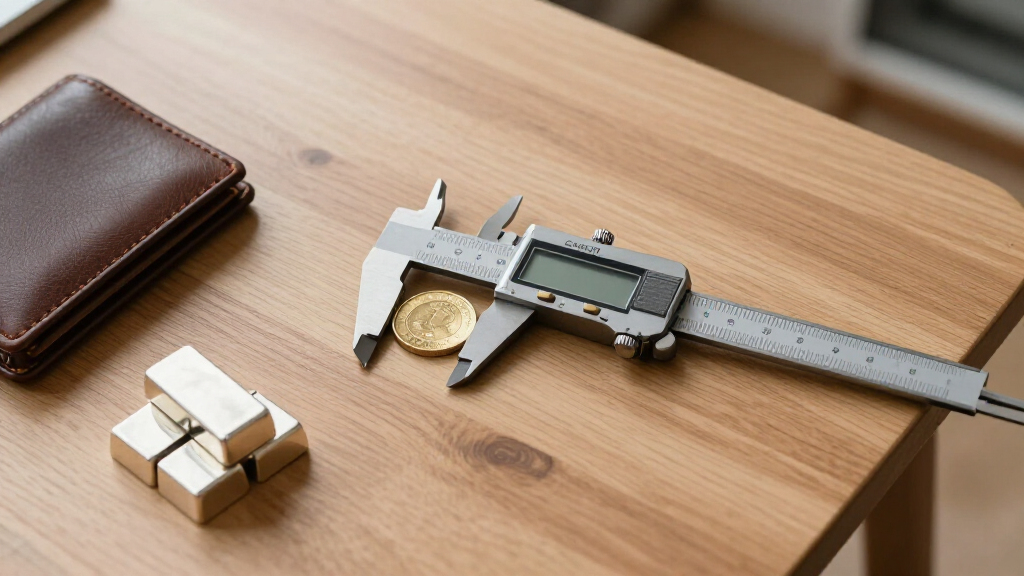 digital caliper for measuring coin dimensions