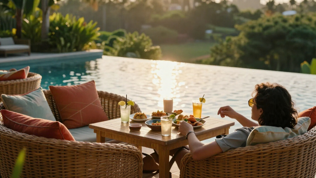 outdoor dining sets for poolside meals