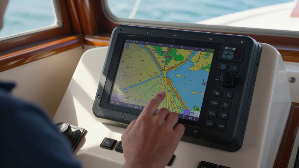button controlled marine chartplotter