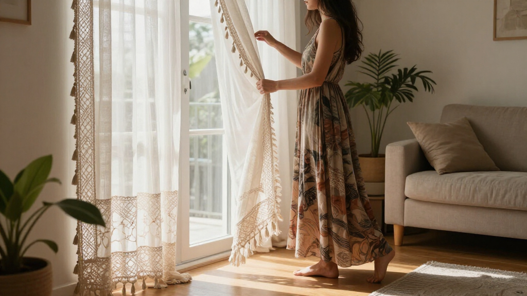 sheer boho window curtains