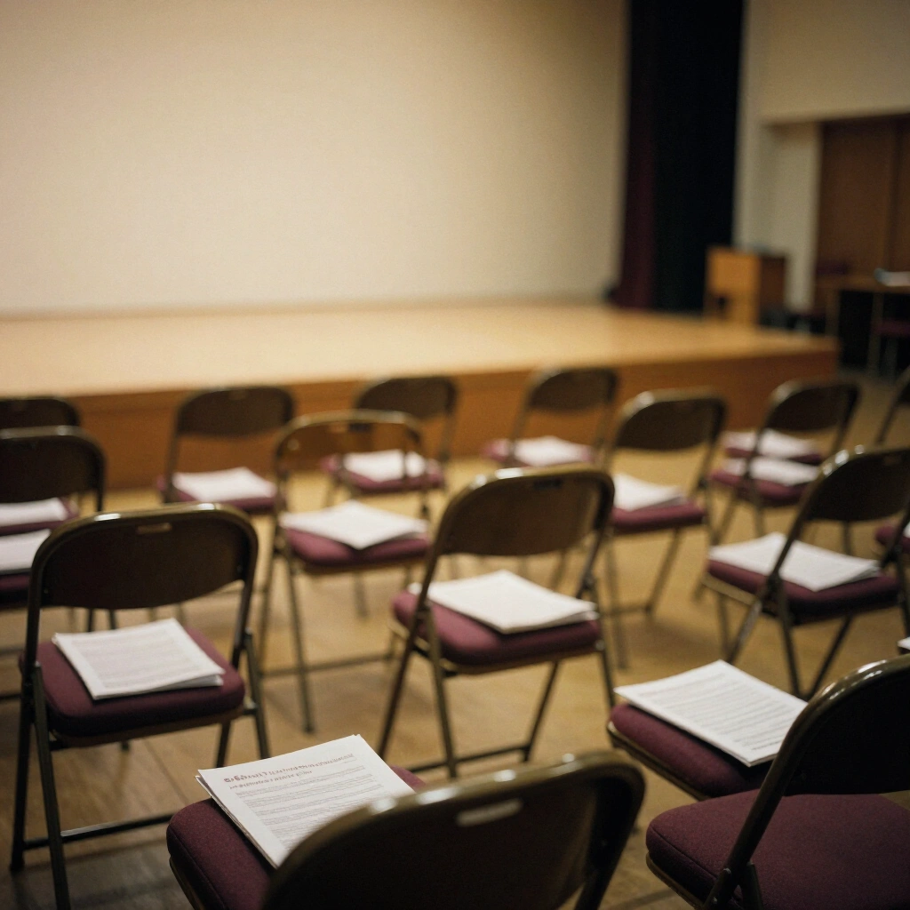 Chairs set for an end of term showing