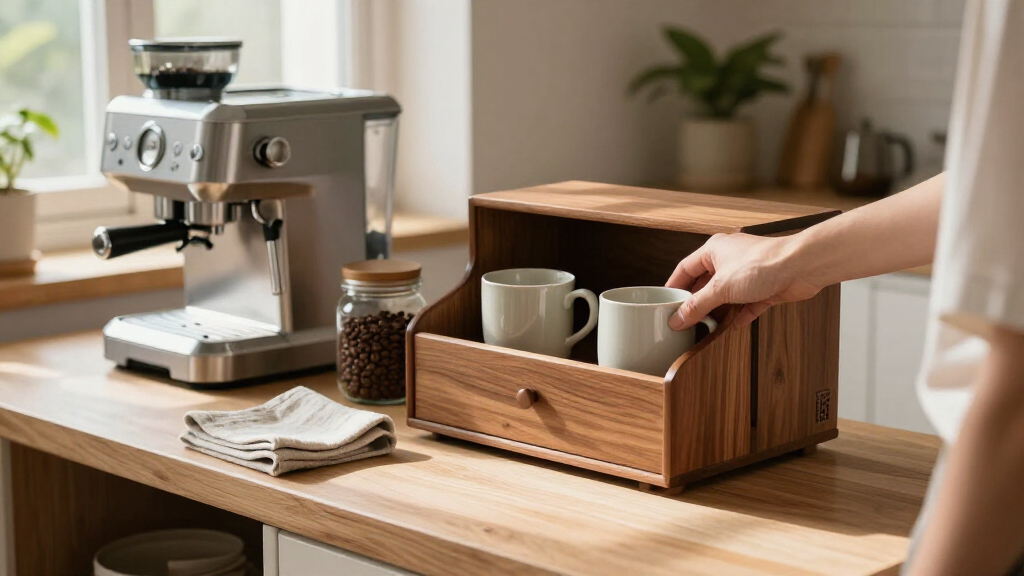 high ticket coffee station organizer cabinet for a home coffee bar