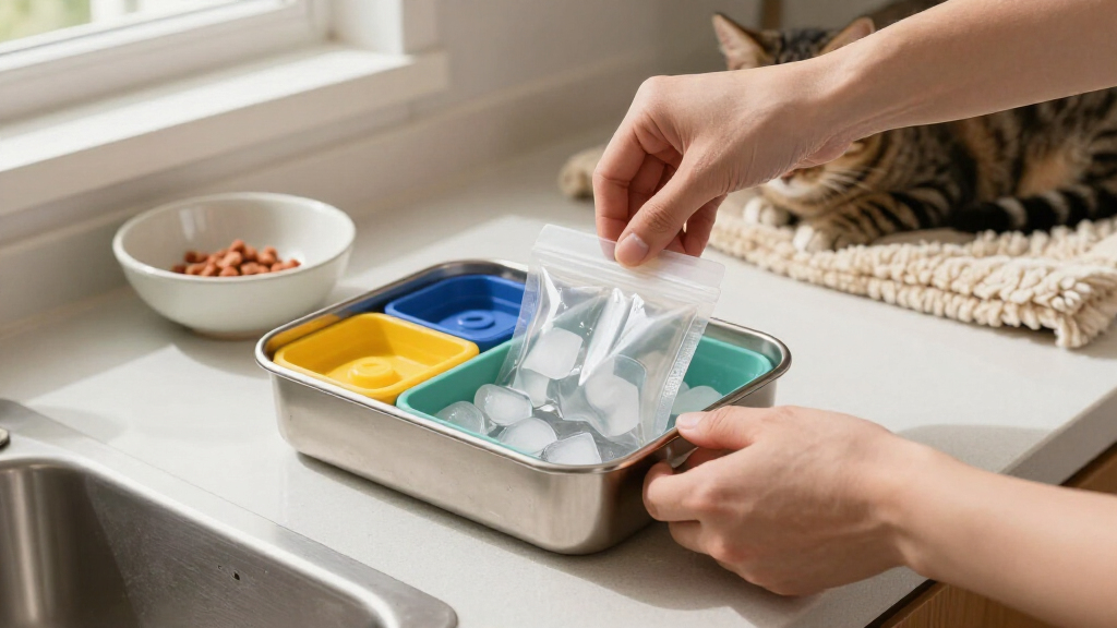 timed feeders for wet cat food with ice packs