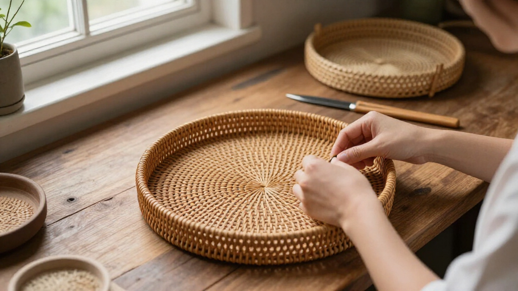 rattan woven trays