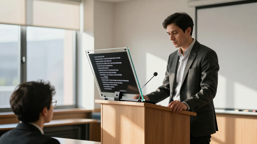 teleprompter rigs for captioned presentations