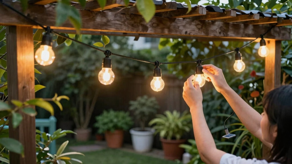solar-powered outdoor string lights