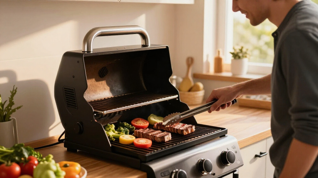 smokeless indoor grill with smoke extraction