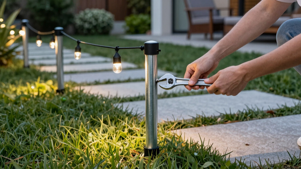 best outdoor string light poles premium