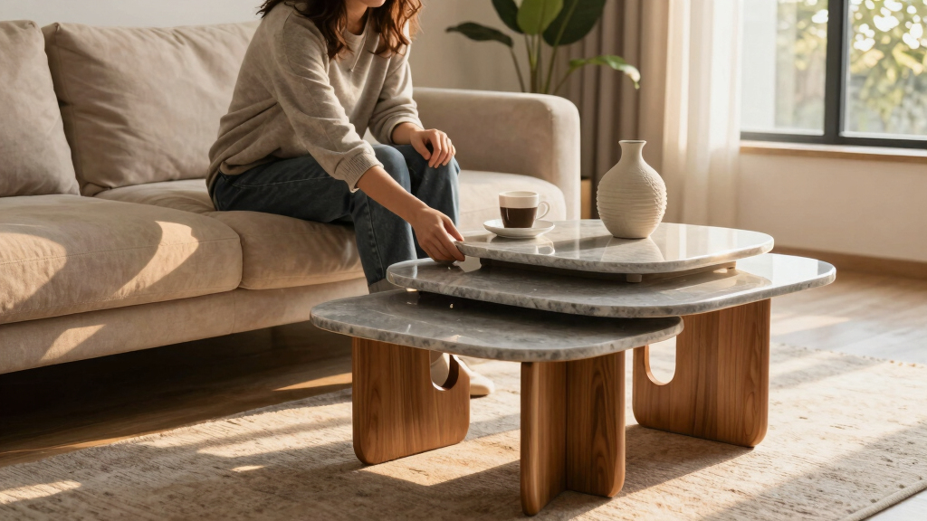 best nesting coffee table set stone top
