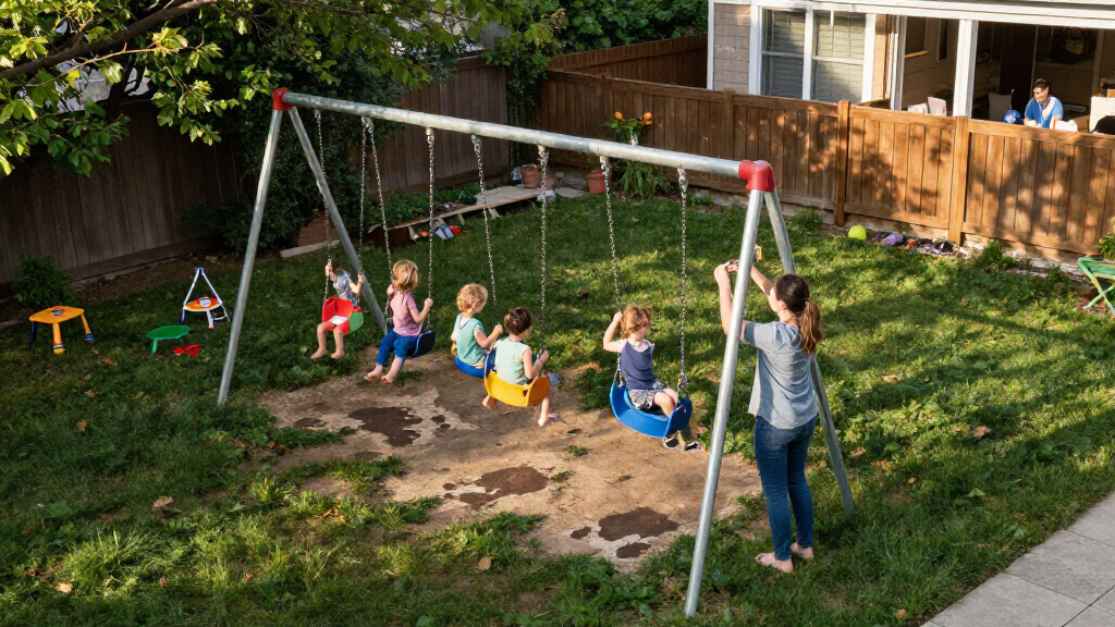 metal swing set heavy duty for 6 kids