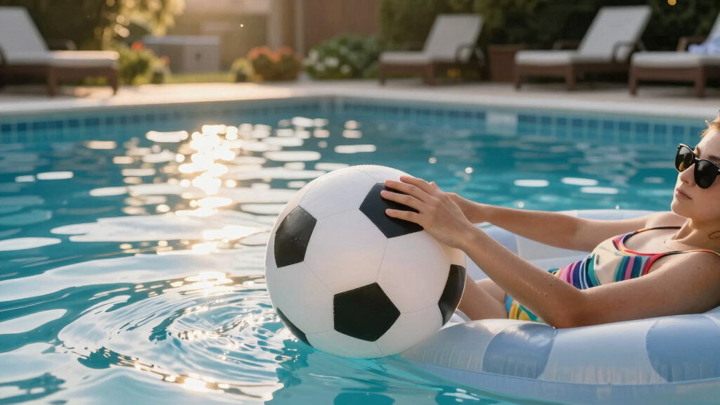 inflatable soccer ball pool float