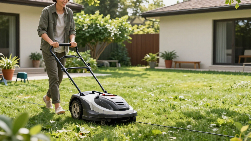 robotic lawn mower with guide wire