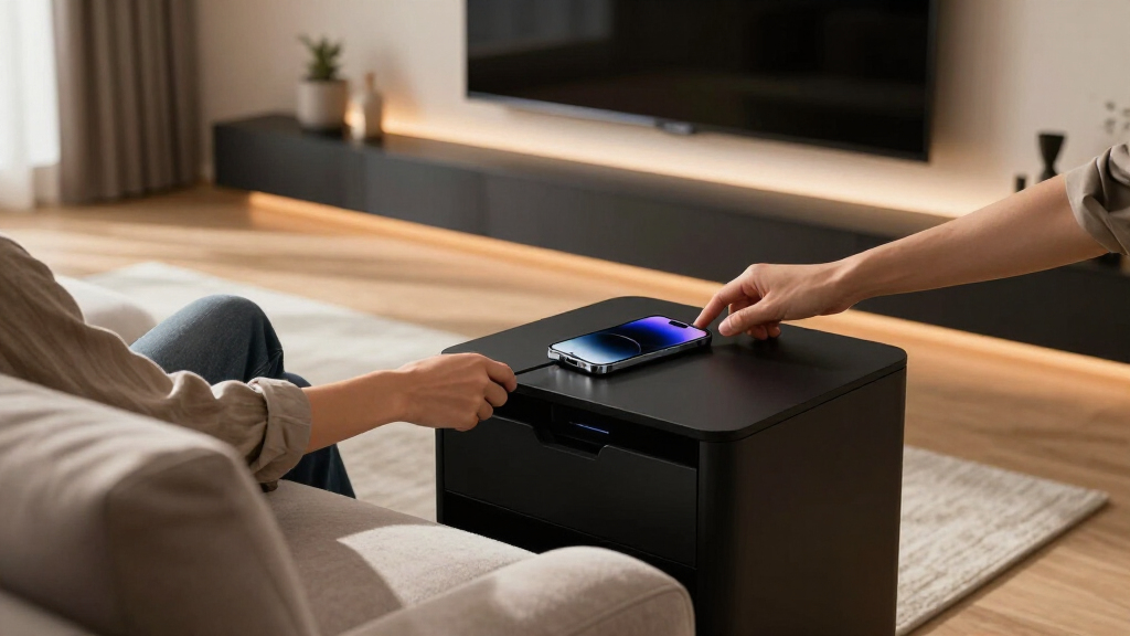home theater side tables with charging and storage