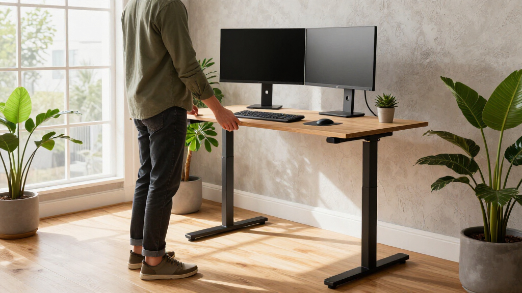 electric standing desks for dual monitors