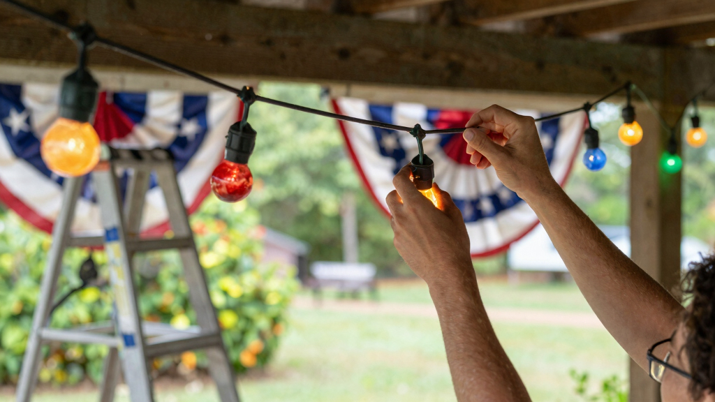 patriotic outdoor string lights