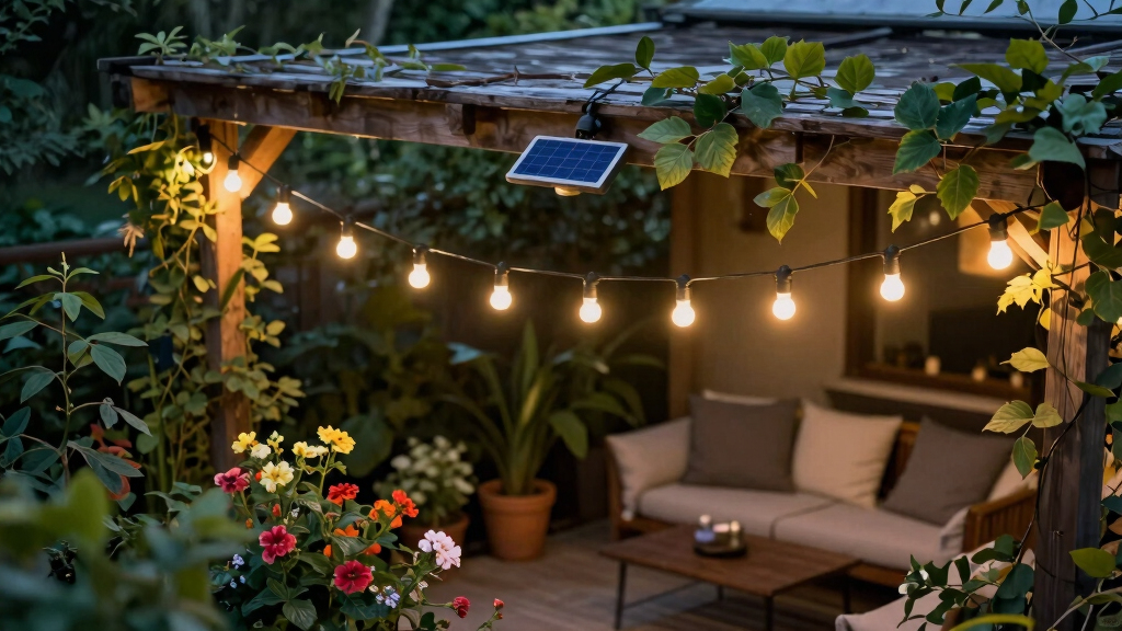 solar-powered outdoor string lights