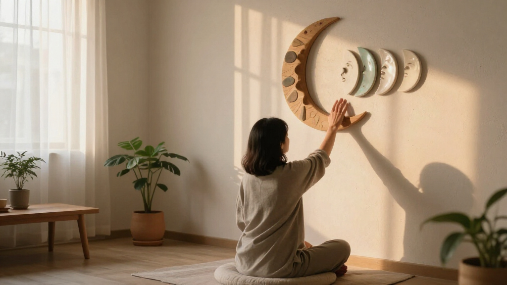 moon phase wall decor for meditation rooms